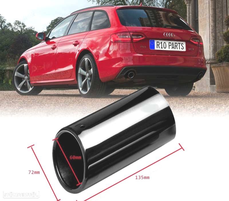 PONTEIRA DE ESCAPE PRETO BRILHANTE LOOK S LINE - 2