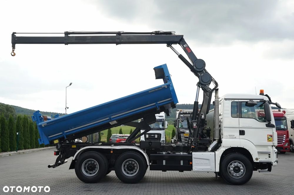 MAN TGS 33.420 / 6x4 / WYWROTKA 3 STRONNA / 2x HYDROBURTA  + HDS HIAB 158 E-2 / MAX 5 900 / AUTOMAT / EURO 6 - 7