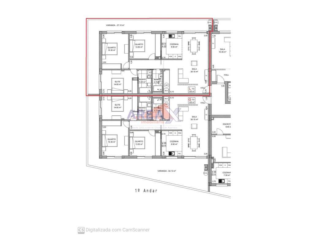 FRAÇÃO L - T3 - 1º andar - varanda com 37,15m2 - lugar de garagem c... - Grande imagem: 3/21