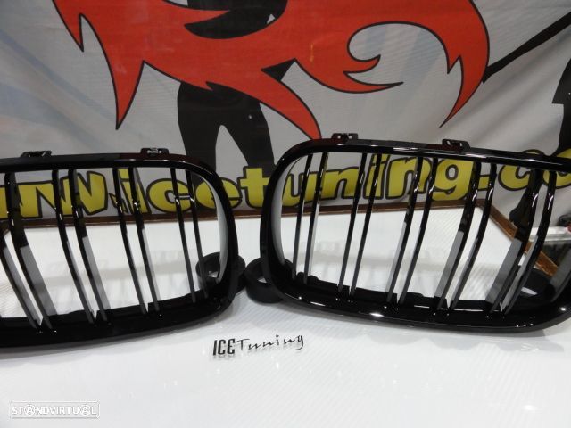 Grelha frontal em plástico ABS para BMW X3 E83 2006-2010 M4 look / dupla lâmina em preto piano brilhante - 5