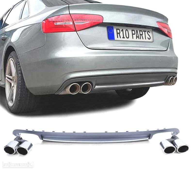 DIFUSOR AUDI A4 B8 08-11 LOOK S4 + PONTEIRAS ESCAPE CROMADO - 1