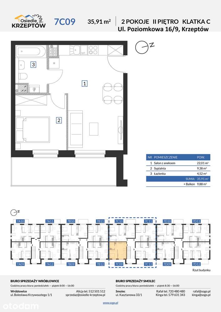 35,91m² +STRYCH 34m² +BALKON 9,88m² ! +M.PARKING.-pod Wrocławiem+las
