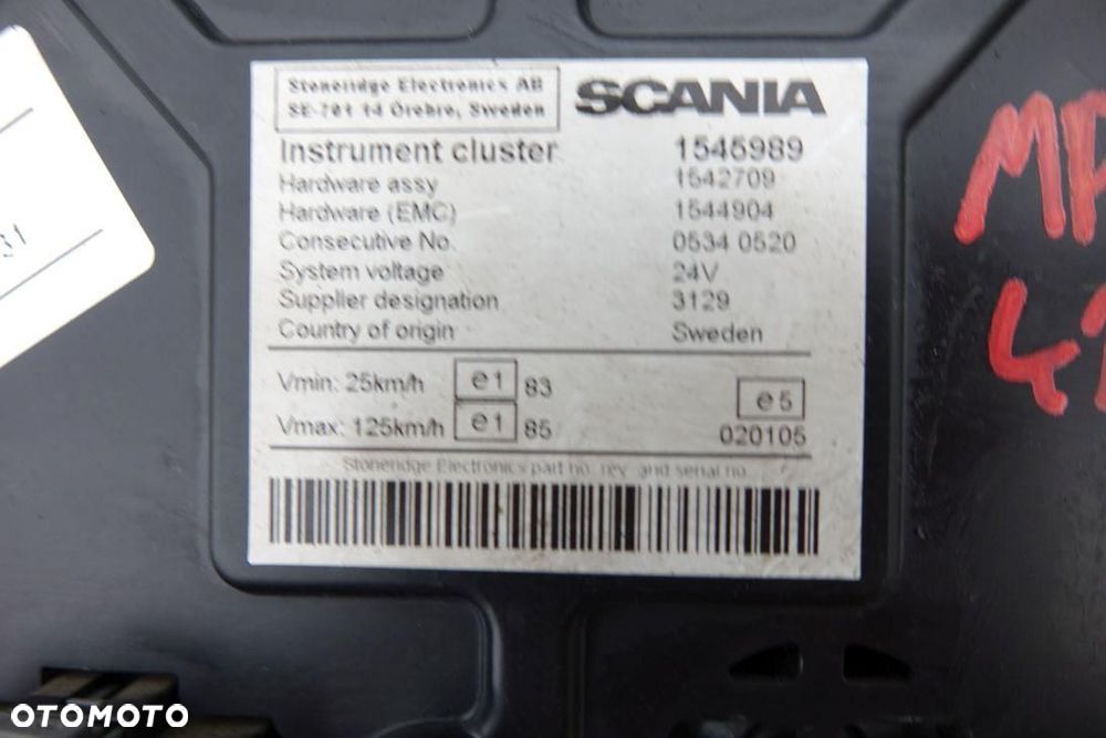 LICZNIK ZEGARY TABLICA SCANIA R420 1545989 - 4