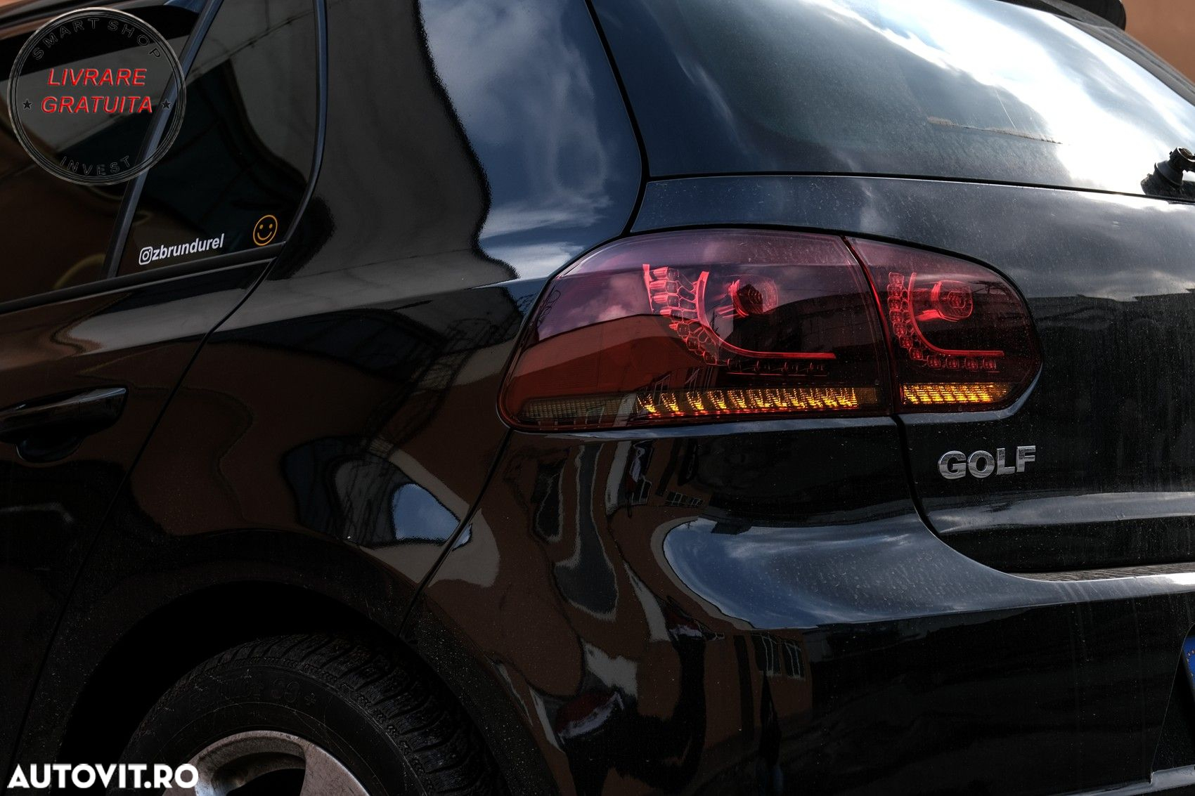 Stopuri Full LED VW Golf 6 VI (2008-2013) R20 Design Rosu Fumuriu cu Semnal Dinami- livrare gratuita - 14