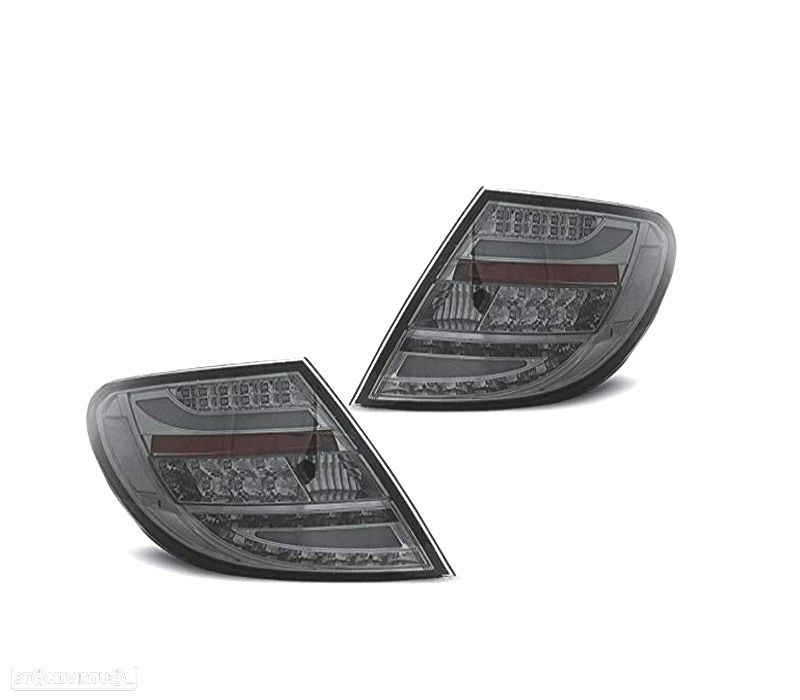 FAROLINS TRASEIROS PARA MERCEDES CLASSE C W204 SEDAN 07-11 LED BAR CINZA FUMADO - 1