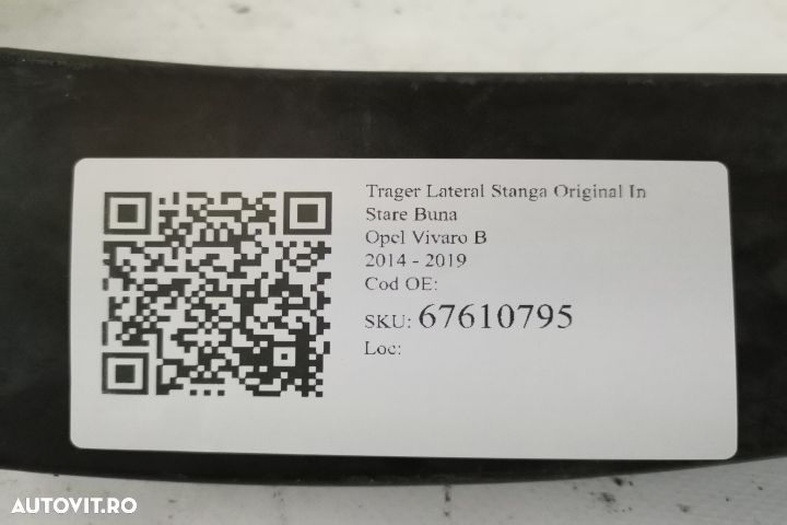 Trager Lateral Stanga Original In Stare Buna Opel  Vivaro  B 2014 2015 - 3