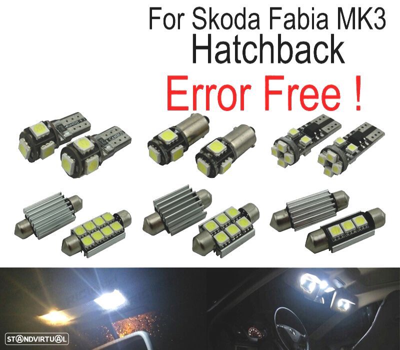 KIT COMPLETO 11 LAMPADAS LED INTERIOR PARA SKODA FABIA 3 MK3 MK III HATCHBACK 15- - 1