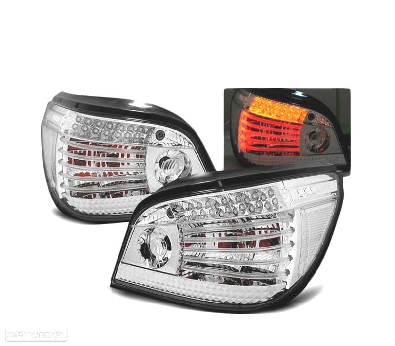 FAROLINS TRASEIROS LED BMW E60 03-07 CROMADO - 1