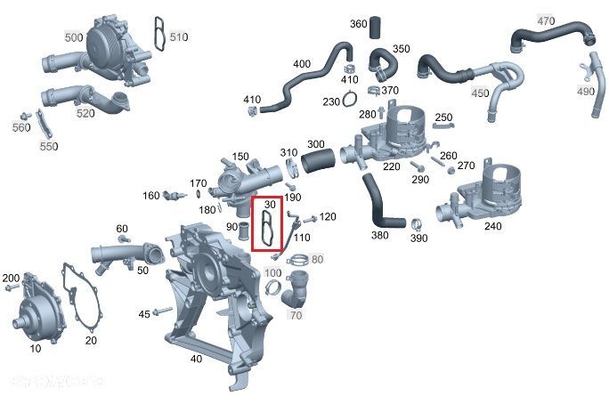 MERCEDES DIESEL OM651 Uszczelka pompy wody OE - 2