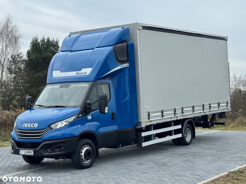 Iveco Daily 2023r Hi-Matic‼️70C21H‼️Winda Bar 1000KG // Plandeka 15 Palet Firanka‼️Spanie z tyłu Spojtrak XL Poduszki Pneumatyczne Wysokość rampowa Full LED Tempomat Salon Polska DMC7200KG Faktura Vat 23% TwinCab - 2