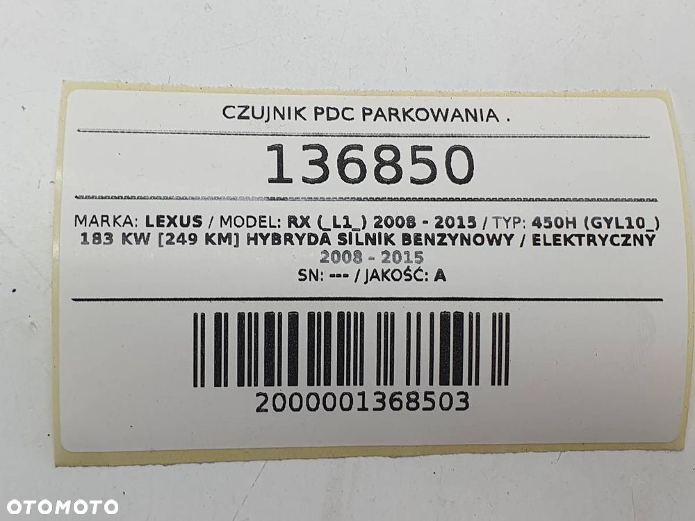 CZUJNIK PDC PARKOWANIA LEXUS RX 450H III 89341-33210 - 5
