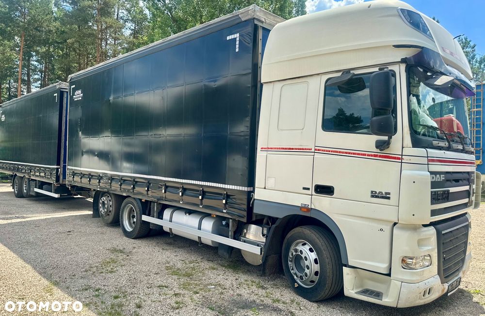 DAF XF 105.460 SSC 6x2 MANUAL RETARDER ZABUDOWA FIRANKA DŁ:7.40m NOWA PLANDEKA!!! LODÓWKA 2xALUTANK OS PODNOSZONA + PRZYCZEPA HIPOCAR TANDEM ZABUDOWA ALUMINIOWA FIRANKA DŁ:8.20m NOWA PLANDEKA!!! OSIE SAF OS PODNOSZONA NOWE TACHO!!! ZESTAW PRZESTRZENNY 120m3 2007r EURO 6 ŁADNY - 2