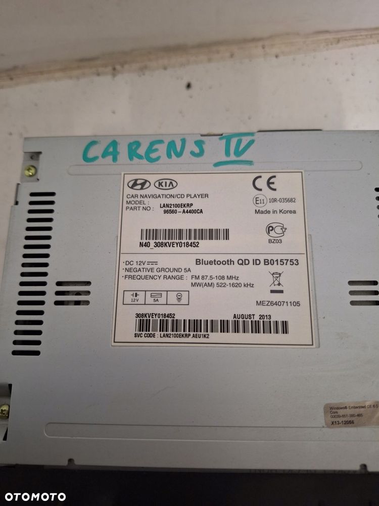 radio nawigacja kia carens iv 2014 96560a4400ca - 2
