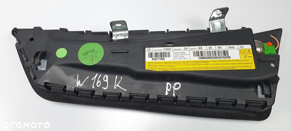 PODUSZKA AIRBAG W FOTEL PRAWY PRZÓD MERCEDES W169 1698603805 - 4