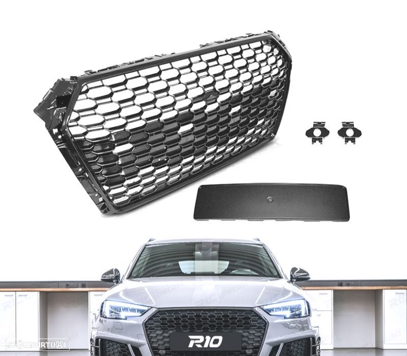 PARRILLA AUDI A4 B9 15-19 PDC LOOK RS4 PRETO BRILHANTE - 1