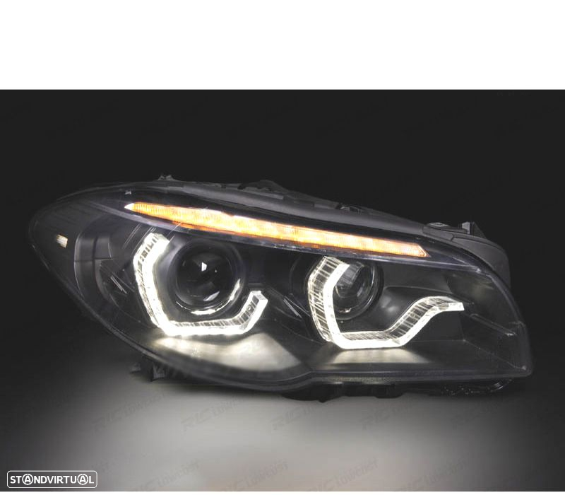 FARÓIS XENON BMW F10 F11 10-13 DRL PRETO - 2
