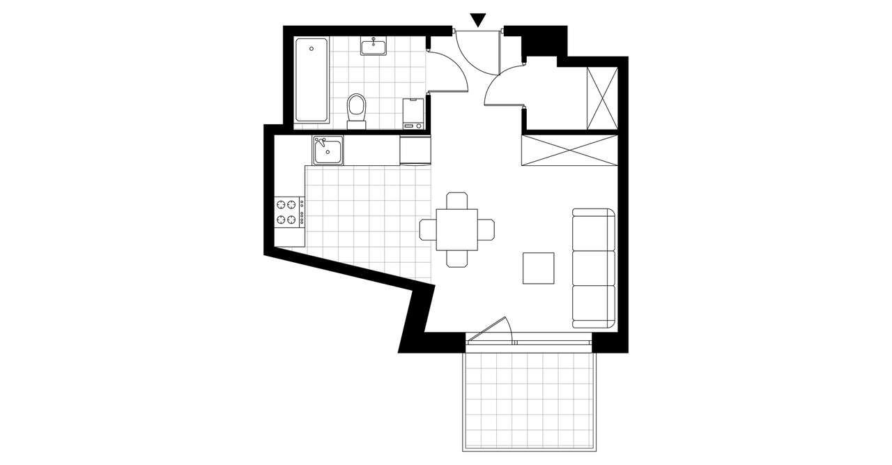 1-pokojowe mieszkanie 32m2 + balkon Bezpośrednio - Pełny obrazek: 3/9