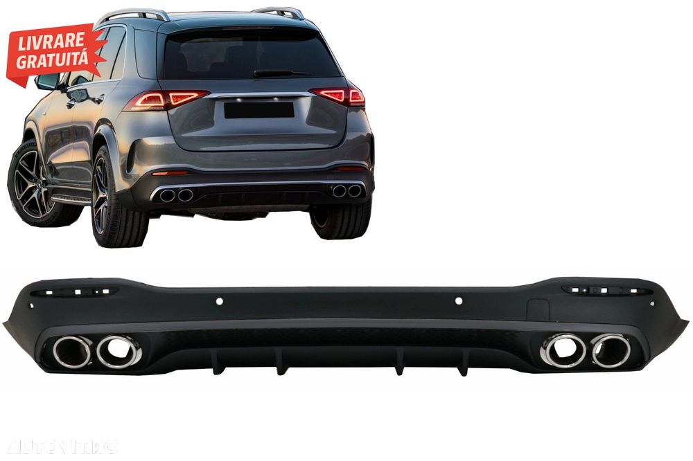 Difuzor Bara Spate cu Ornamente Evacuare Crom Mercedes GLE W167 SUV (2019-Up) GLE5- livrare gratuita - 1