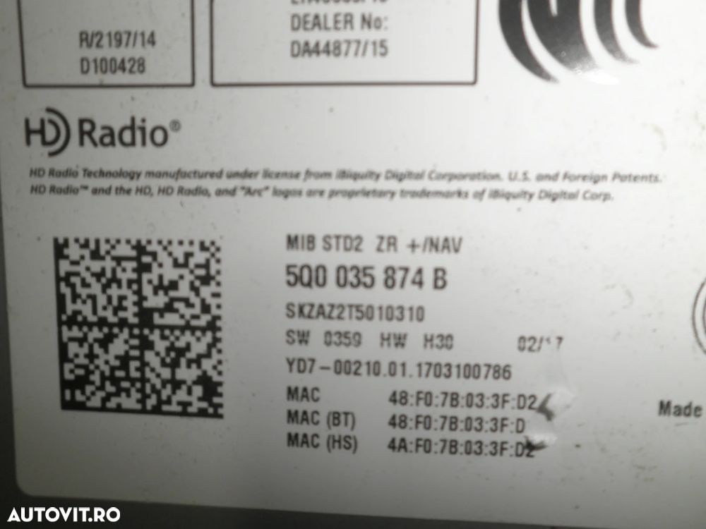 Unitate multimedia Skoda Rapid , Octavia 3, 5Q0035874B - 3