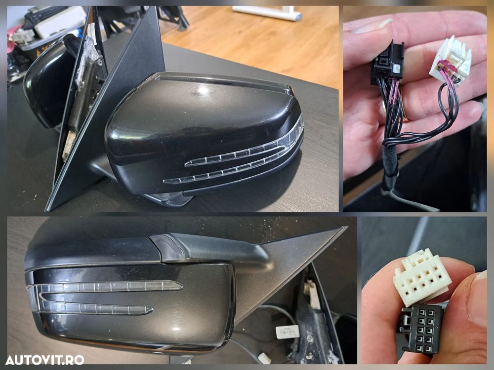 Oglinda exterioara retrovizoare stanga cu lumina ambientala si sticla electrocrom, dreapta electrica  ( putin zgariata ) Originale Mercedes W204 facelift si W204 culoarea negru - 2