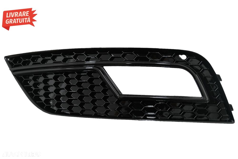 Grile Proiector Audi A4 B8 facelift (2012-2015) RS4 Design Negru Lucios- livrare gratuita - 3