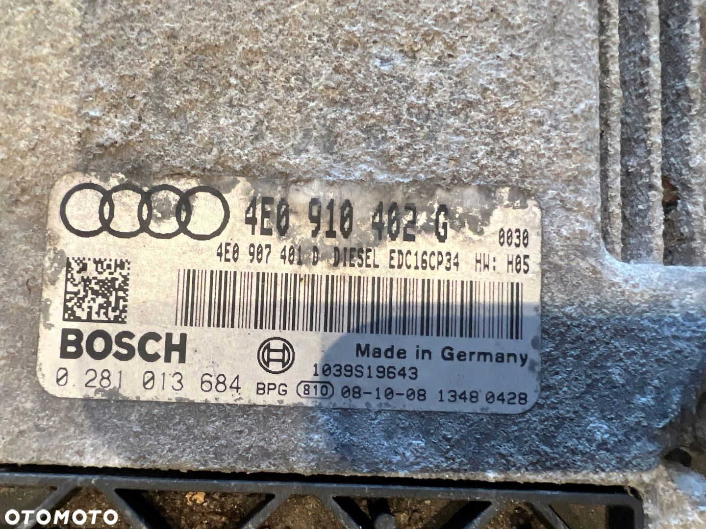 STEROWNIK SILNIKA 3.0 TDI ASB AUDI A8 D3 4E0910402G 4E0907401D 0281013684 - 2