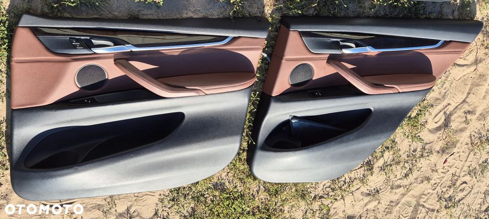 Komplet Foteli Przód Tył + Boczki Tapicerka Drzwi Skóra Brązowe BMW X5 F15 - 4