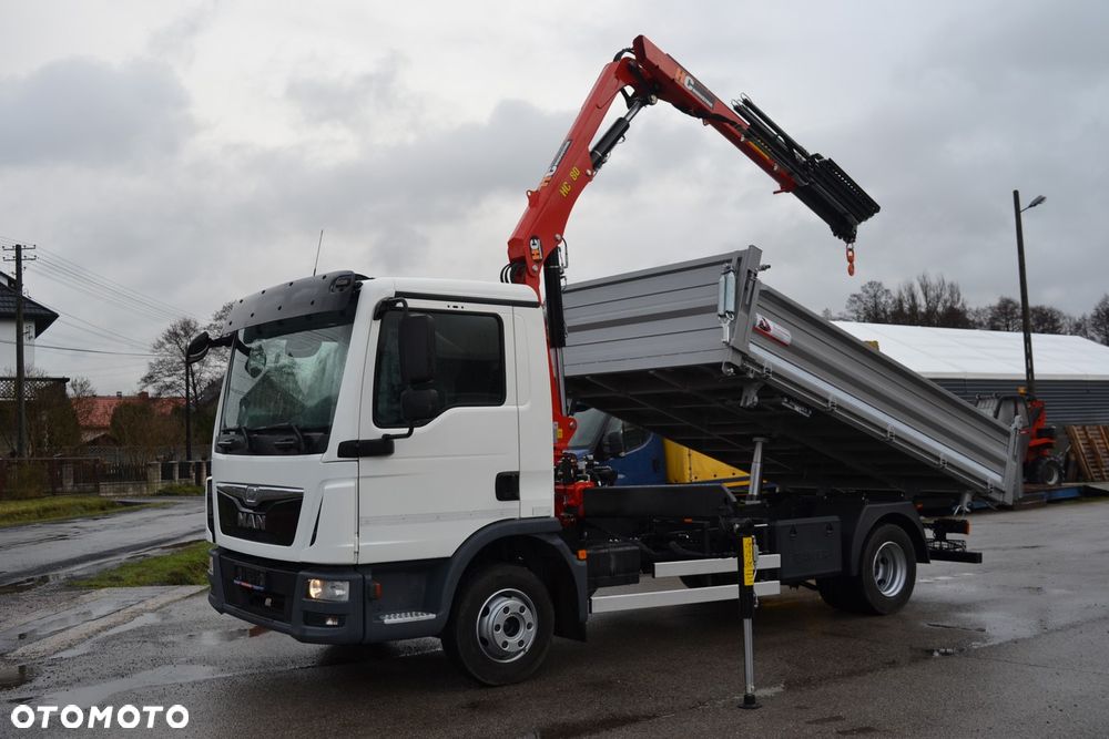 MAN TGL 12.250 Nowy żuraw HYVA HB70 Sterowanie radiowe Nowy 3-stronny Wywrot Kiper Wywrotka HDS Blokada Mostu Fassi Palfinger Hiab HMF - 1