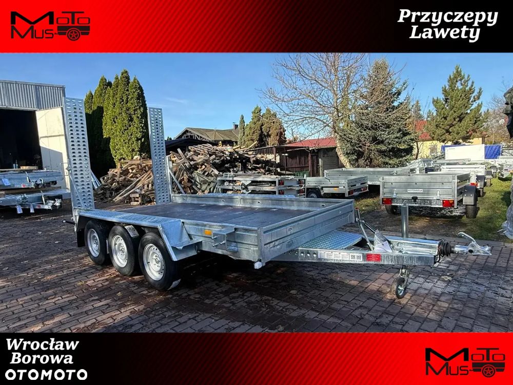 Niewiadów Przyczepa do przewozu sprzętu budowlanego Niewiadów K4035 400x190cm 3500kg 3 osie pod koparke minikoparka walec MOTOMUS Borowa