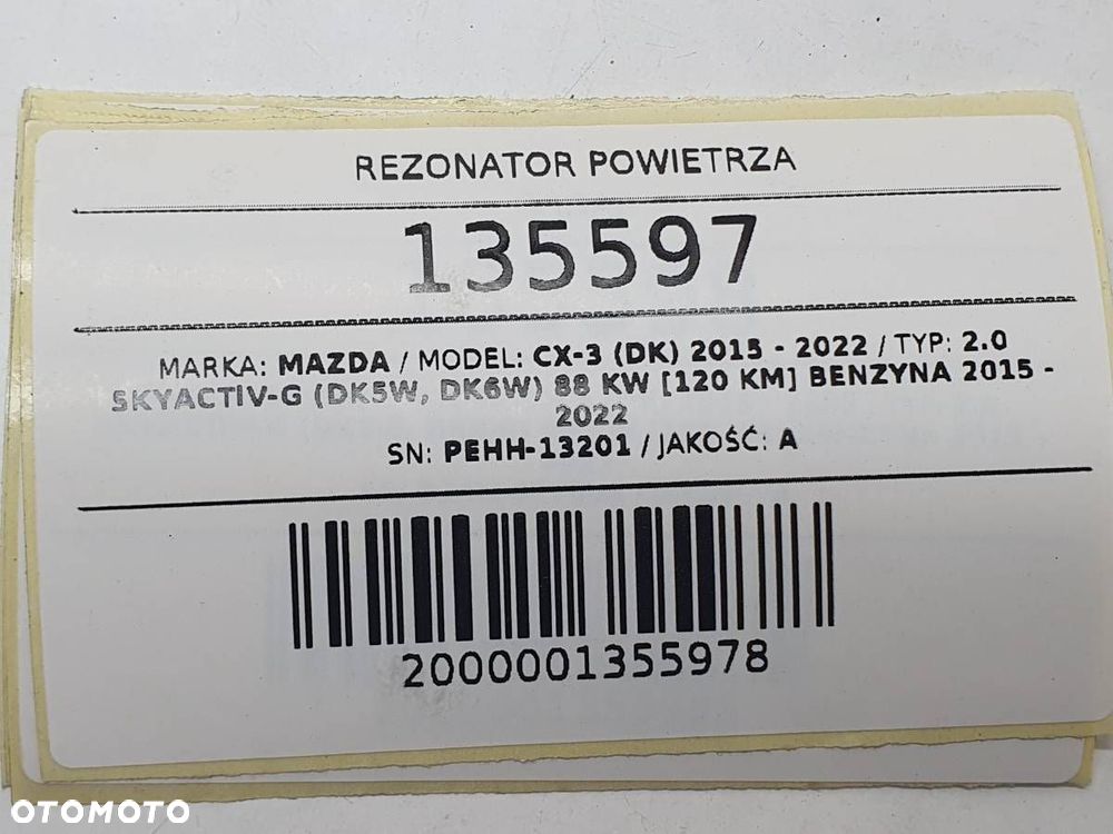 REZONATOR POWIETRZA RURA DOLOT MAZDA CX-3 DK PEHH-13201 - 7