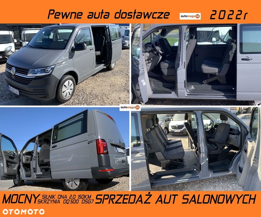 Volkswagen TRANSPORTER T6 TRWAŁY TDI SILNIK DNA 2.0TDI MOC 150KM DSG 7 MOCNA SKRZYNIA DQ-500 AUTOMAT, ZABUDOWA KOMBI VAN MINIBUS SPECJALNA CARAVELLE Reflektory FULL-LED Przód,  Lampy FULL-LED Tył, Kamera, Radar, Czujniki zmiany pasa, 2x boczne drzwi przesuwne! Aktywny tempomat, Podgrzewane fotele, Dwustrefowa Klimatyzacja i ogrzewanie! Fabryczne oryginał WEBASTO 5kW THERMO COMFORT SE Szybkie nagrzewanie silnika zimą! Ilość miejsc 9 osobowy - 3