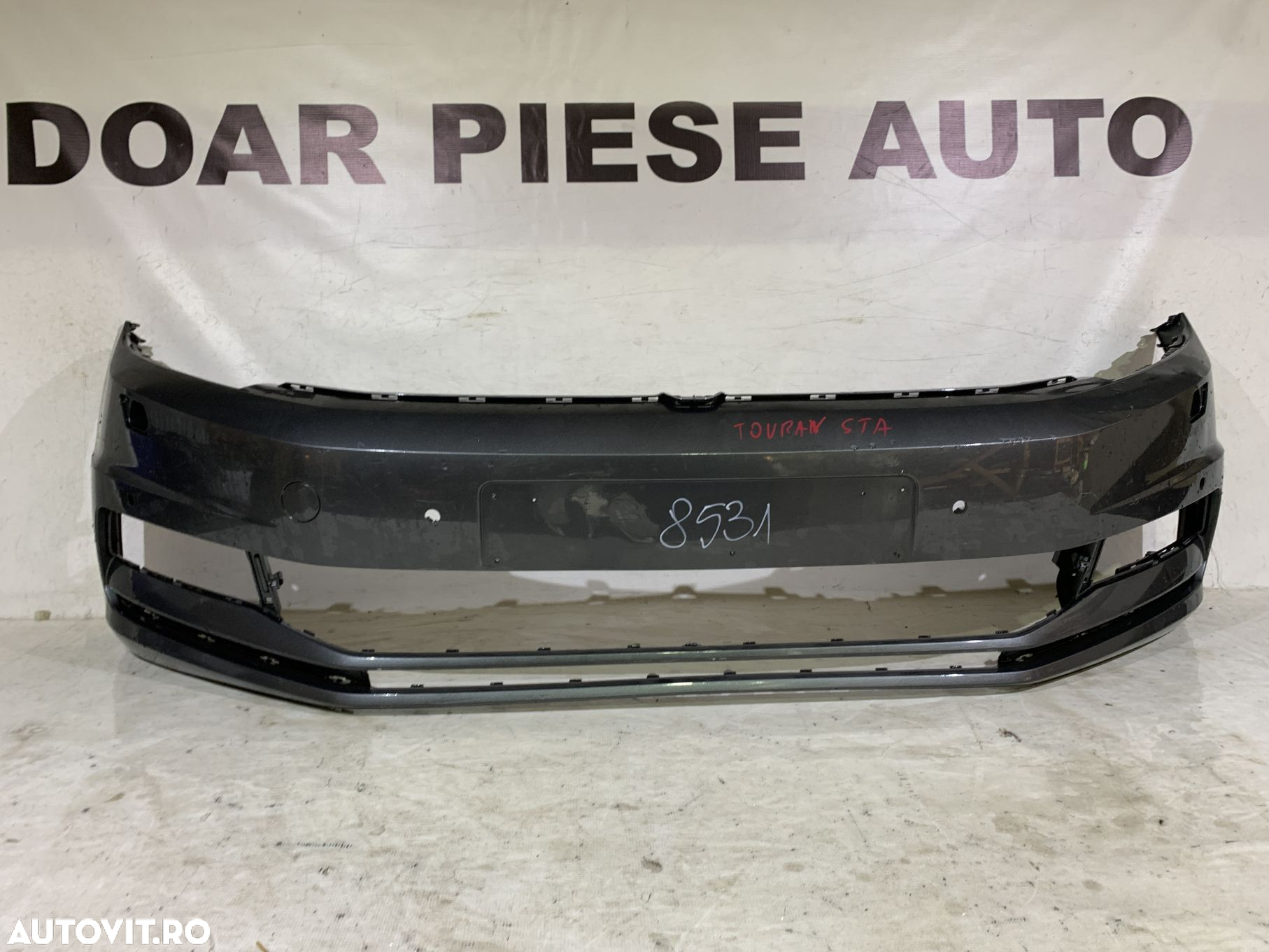 Bara fata VW Touran, 2015, 2016, 2017, 2018, 2019, cod origine OE 5TA807221A-L, cu gauri pentru spalatori faruri si senzori de parcare (4). - 2