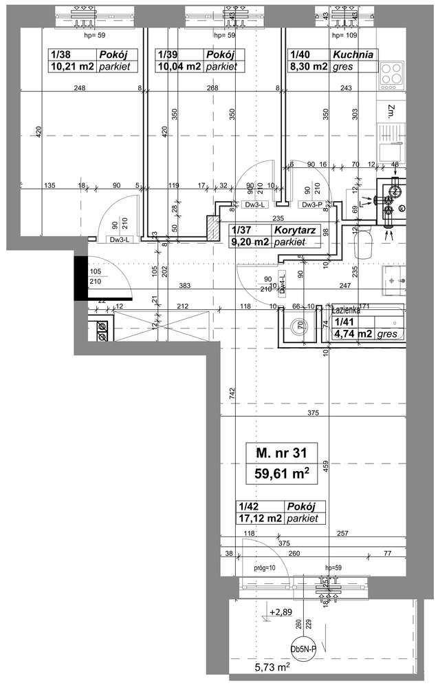 Osiedle przy Lesie | Bud. A | M. nr 31 | 59,61 m2 - Pełny obrazek: 2/10