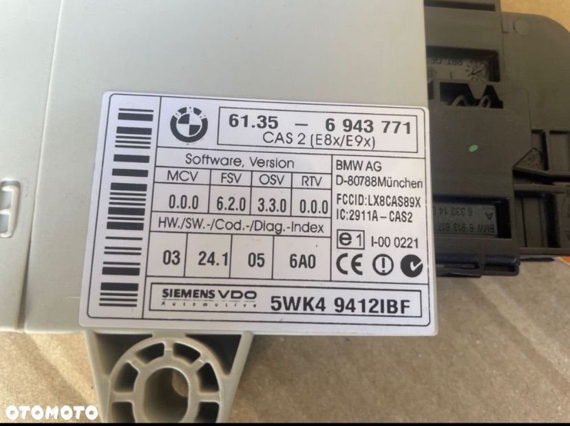 6943771 moduł sterownik cas bmw 3 e90 e91 - 2