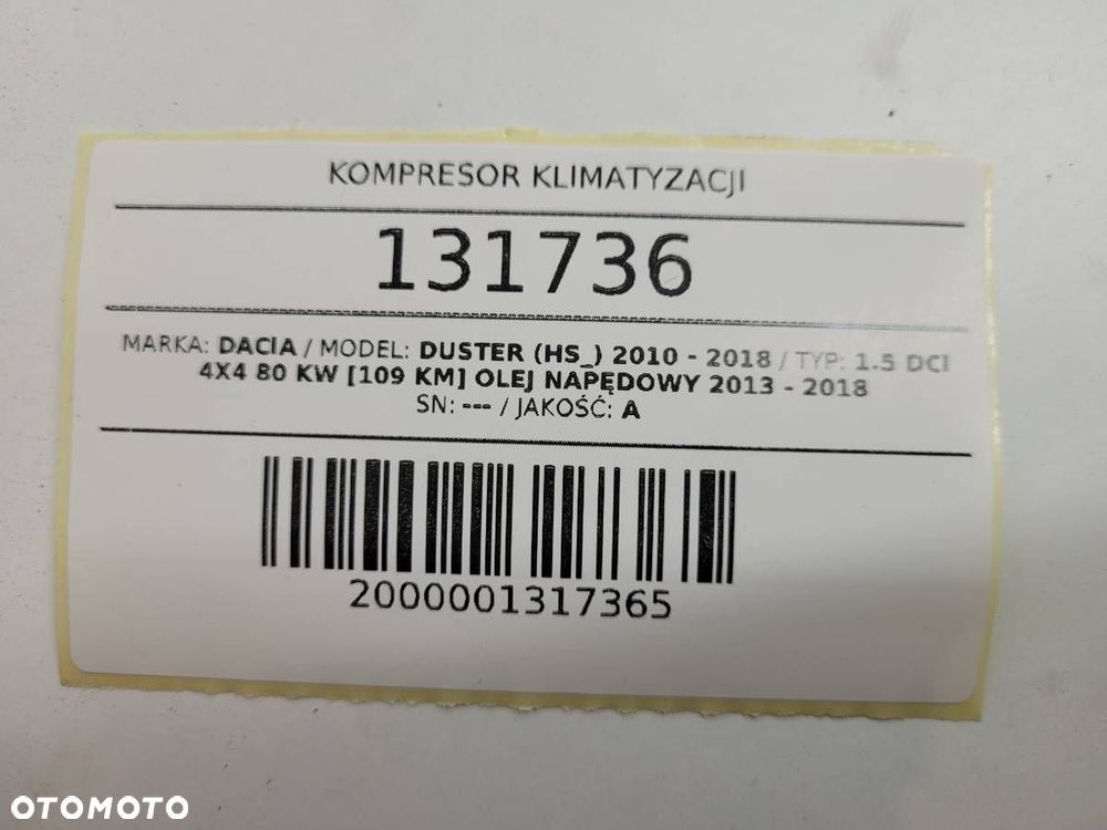 SPRĘŻARKA KOMPRESOR KLIMATYZACJI DACIA DUSTER I 1.5 DCI 926005154R - 7