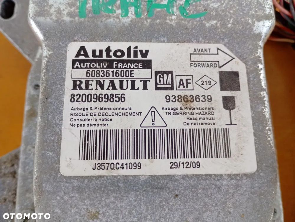 moduł poduszek sensor airbag renault trafic vivaro primastar 2001-2014 8200969856 - 3
