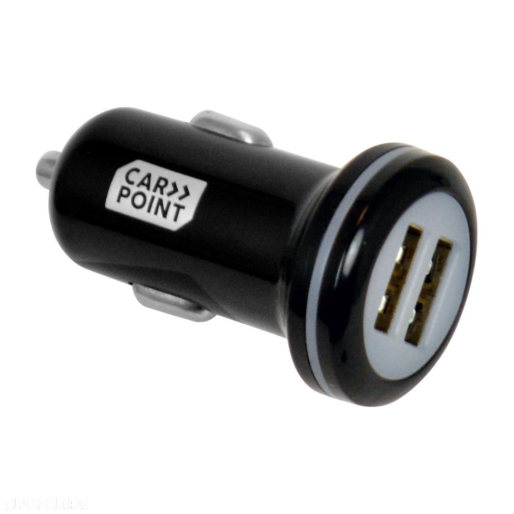 Set incarcare telefon Carpoint Deluxe, incarcator bricheta cu 2 iesiri USB, cablu cu cablu conector hibrid MicroUSB MFi Dock 8pin si acumulator extern 2200mAh, - 3