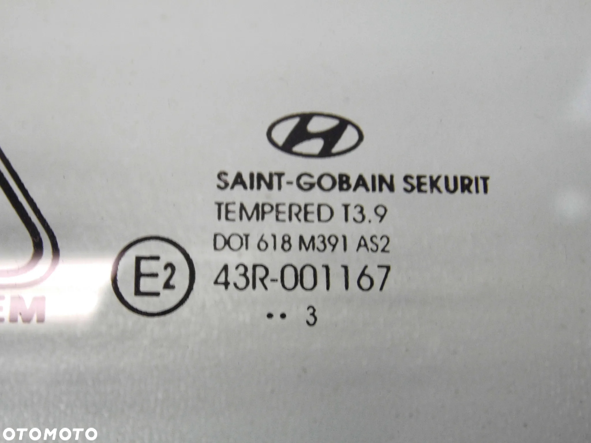 SZYBA DRZWI HYUNDAI I30 II 2013r. LEWA PRZEDNIA ORYGINAŁ - 2