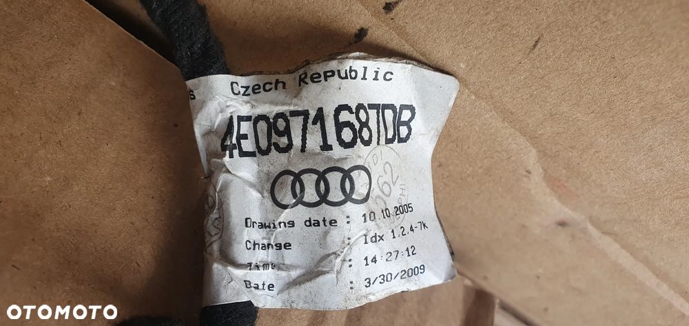 Wiązka instalacja drzwi prawy tył kessy Audi A8 D3 4E0971687DB - 8