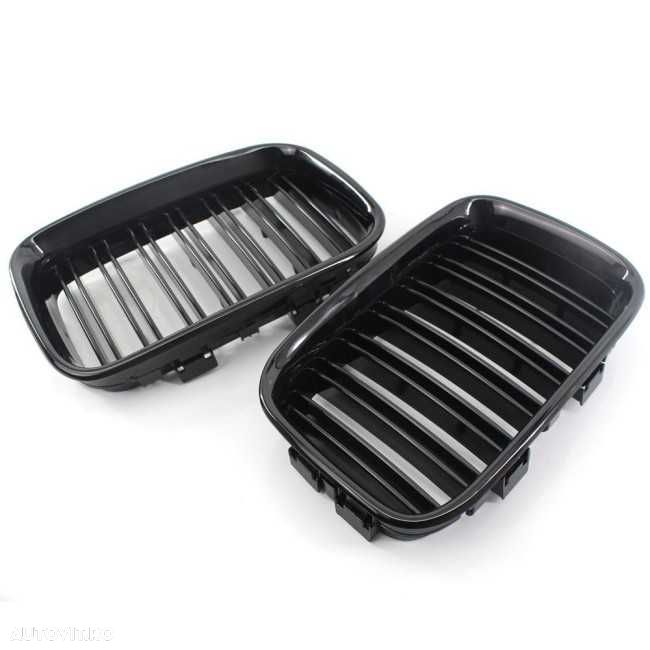 Grile Duble Nari Bara Fata BMW Seria 3 E36 Pre-Facelift (90-96), Negru Lucios - 2