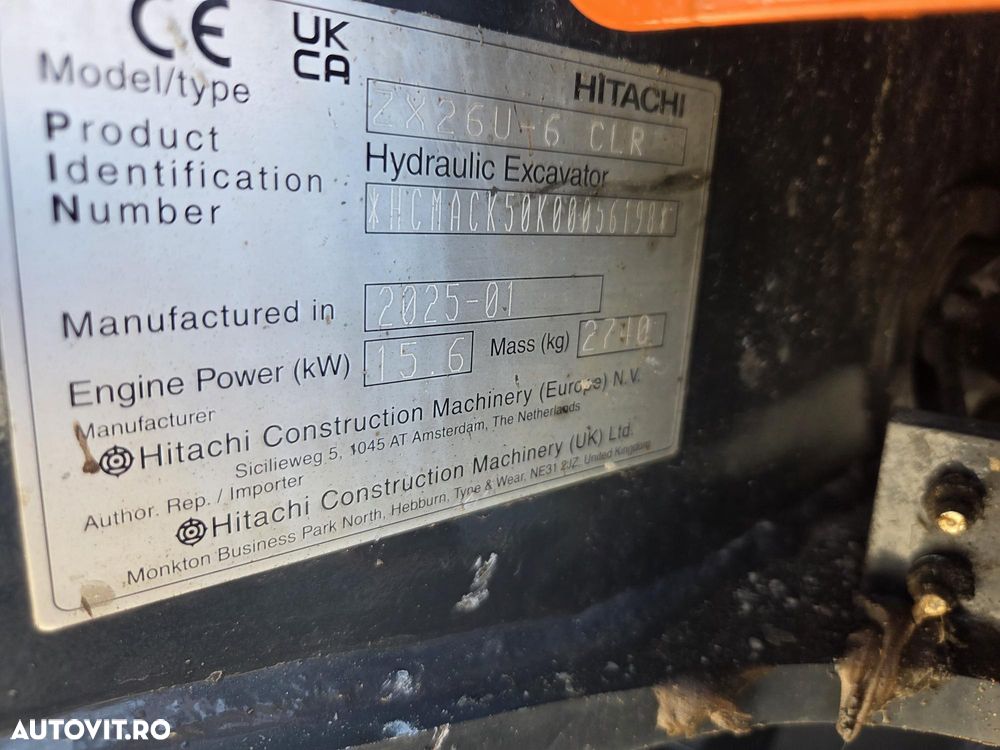 Hitachi ZX26U-6, 2,7tone, 2025, 995h, CUPLA RAPIDA HIDRAULICA+3 CUPE NOI, inst picon pe brate, senile cauciuc 90% ok, latime 1,5m, adancime sapare 3m, ridica 1,7tone, posibilitate leasing 4 ani, CA NOU-PROMOTIE 31.900 EUR+Tva - 20