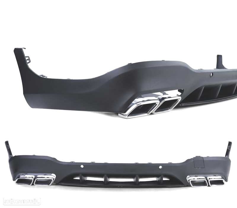 DIFUSOR MERCEDES GLC X253 15-18 LOOK AMG GLC63 PDC + PONTEIRAS ESCAPE CROMADAS - 4