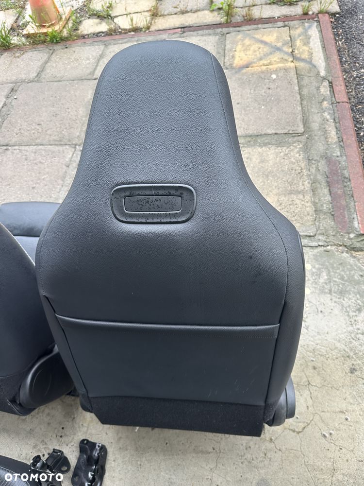 Smart 453 Brabus twingo 3  fotel grzany skórzany  biała nić  oparcie iso fix air bag grzany kanapa tył - 12