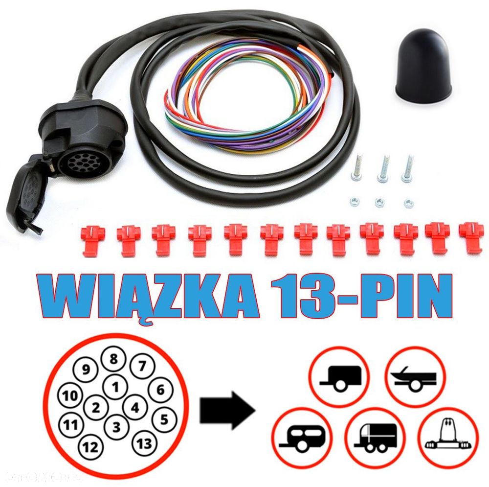 Wiązka elektryczna haka holowniczego Gniazdo 13pin uniwersalna 1,8m - 3