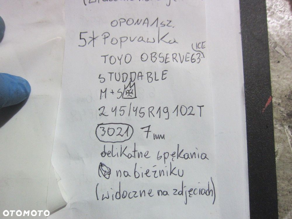 TOYO OPONA TOYO OBSERVE G3-ICE ZIMOWA 245/45 R19 7 MM 1 SZTUKA 2021R - 15