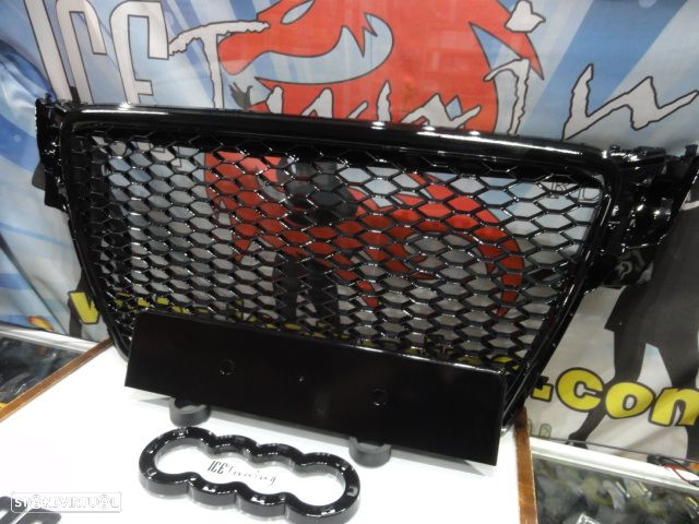 Grelha frontal AUDI A4 B8 08-11 RS4 look com suporte para símbolo em preto brilhante - 5