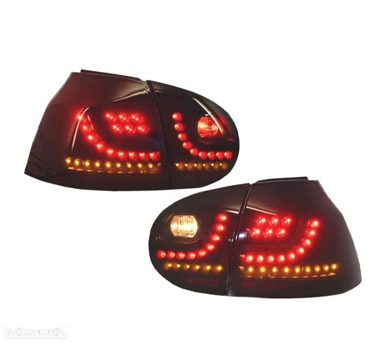 FAROLINS TRASEIROS LED VW GOLF 5 MK5 03-08 PRETO FUMADO - 2