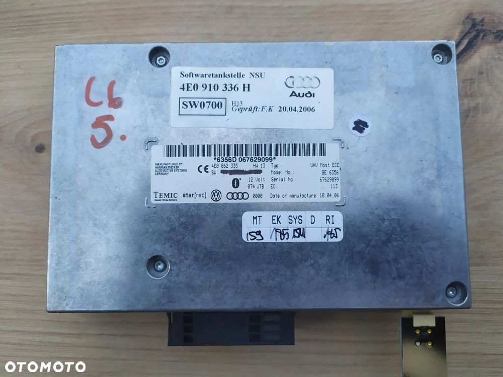 AUDI Q7 A6 A8 MODUŁ BLUETOOTH TELEFONU 4E0910336H - 1