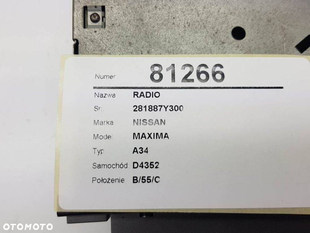 RADIO ODTWARZACZ CD NISSAN MAXIMA A34 281887Y300 - 3