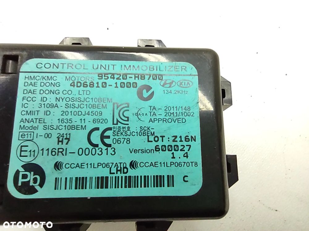 MODUŁ IMMOBILIZERA IMMO 95420-H8700 KIA RIO IV 1.4CRDI 2017r. ORYGINAŁ - 4